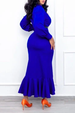 On-trend Fishtail Hem Ruched Dress 14 On-trend Fishtail Hem Ruched Dress -Acorpstyle XTY3902 BL 2