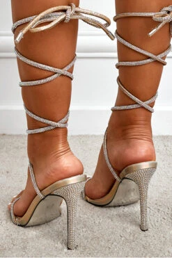 Lace-up Shiny Sandals High Heels 13 Lace-up Shiny Sandals High Heels -Acorpstyle XTY4491 GO 2