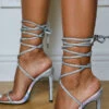 Lace-up Shiny Sandals High Heels