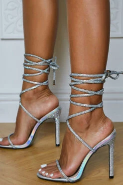 Lace-up Shiny Sandals High Heels