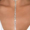 Rhinestone Decor Y Lariat Necklace