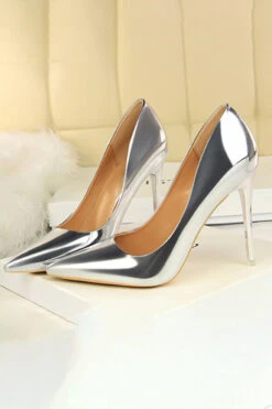 Metallic Ultra High Heeled Court Pumps -Acorpstyle XTY4637 SI 2