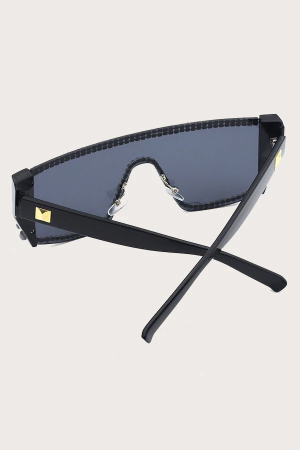 Fashion Rectangle Zircon Frame Black Sunglasses 3 Fashion Rectangle Zircon Frame Black Sunglasses - Image 3