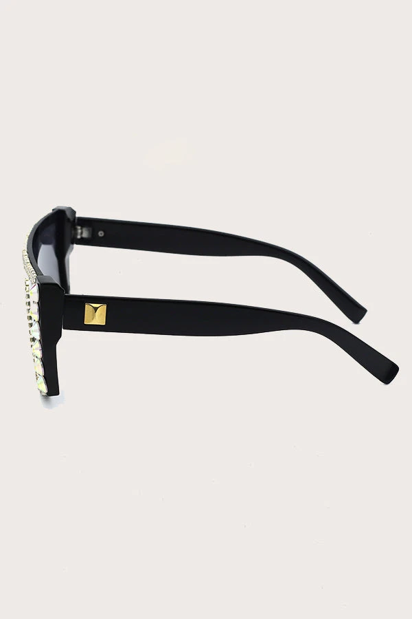 Fashion Rectangle Zircon Frame Black Sunglasses 4 Fashion Rectangle Zircon Frame Black Sunglasses - Image 4