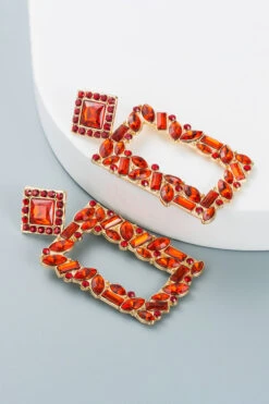 Textured Square Drop Earrings 1pair -Acorpstyle XTY4659 RE 1