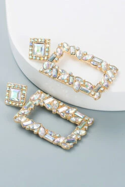 Textured Square Drop Earrings 1pair