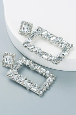 Textured Square Drop Earrings 1pair -Acorpstyle XTY4659 WH 1