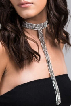 Rhinestone Decor Widen Y Lariat Necklace