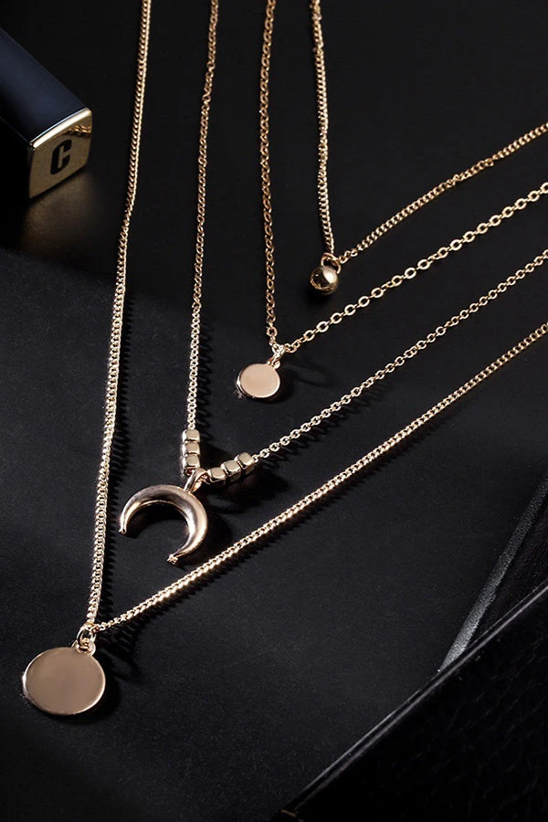 Moon Charm Layered Necklace 2 Moon Charm Layered Necklace - Image 2