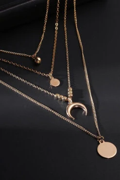 Moon Charm Layered Necklace 5 Moon Charm Layered Necklace -Acorpstyle XTY4826 GO 1 3