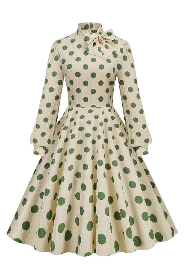 Polka Dot Bowknot Swing Dress 1 Polka Dot Bowknot Swing Dress
