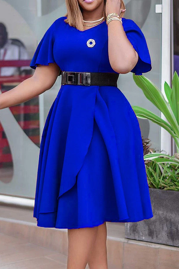 Flutter Tulip Hem Belted Dress 2 Flutter Tulip Hem Belted Dress - Image 2