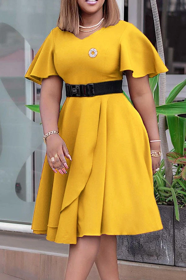 Flutter Tulip Hem Belted Dress 3 Flutter Tulip Hem Belted Dress - Image 3