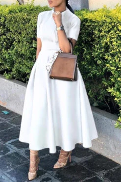 Elegant Short Sleeve A-line Dress 11 Elegant Short Sleeve A-line Dress -Acorpstyle XTY4994 WH 1 050c943d f327 49a8 8ed0 5be157ffc6d6