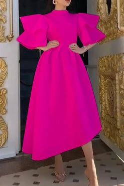 Layered Ruffle Sleeve A-line Dress 7 Layered Ruffle Sleeve A-line Dress -Acorpstyle XTY5036 RR 1