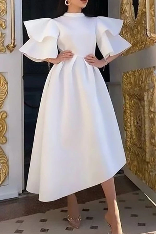 Layered Ruffle Sleeve A-line Dress 1 Layered Ruffle Sleeve A-line Dress