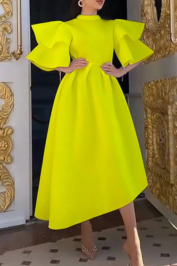 Layered Ruffle Sleeve A-line Dress 2 Layered Ruffle Sleeve A-line Dress - Image 2