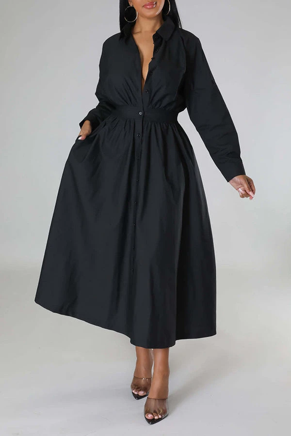 Stylish Ruched Elastic Waist Shirt Dress 10 Stylish Ruched Elastic Waist Shirt Dress - Image 10