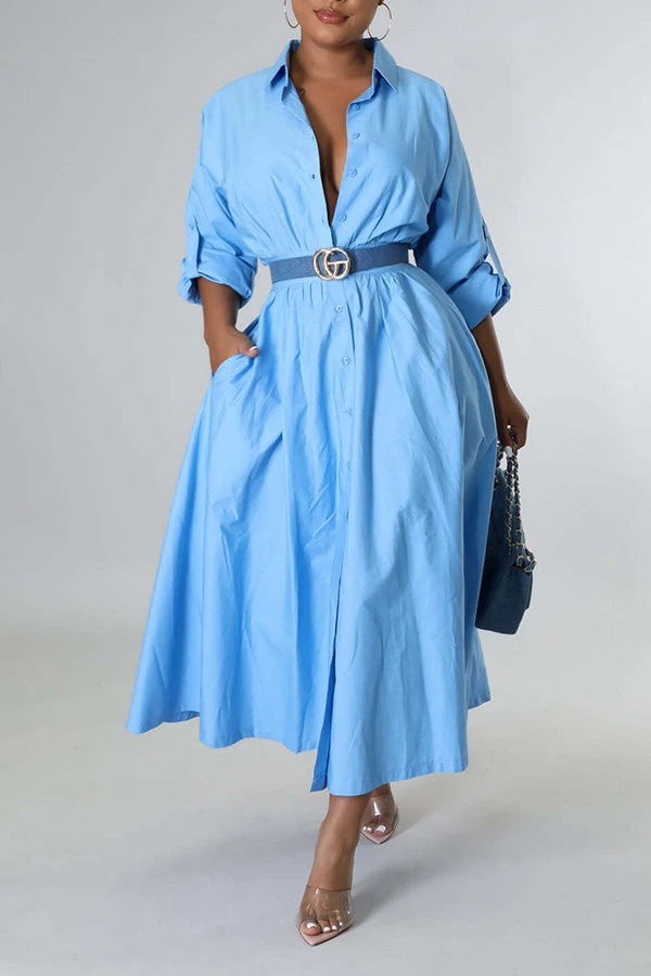 Stylish Ruched Elastic Waist Shirt Dress 4 Stylish Ruched Elastic Waist Shirt Dress - Image 4