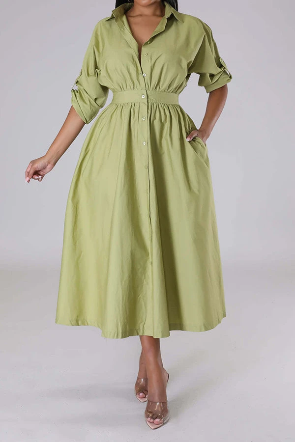 Stylish Ruched Elastic Waist Shirt Dress 13 Stylish Ruched Elastic Waist Shirt Dress - Image 13