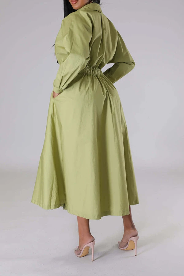 Stylish Ruched Elastic Waist Shirt Dress 14 Stylish Ruched Elastic Waist Shirt Dress - Image 14