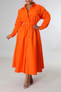 Stylish Ruched Elastic Waist Shirt Dress 22 Stylish Ruched Elastic Waist Shirt Dress -Acorpstyle XTY5065 OR 3