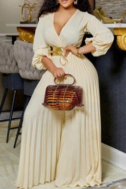 Self Tie Pleated Wide Leg Jumpsuit 11 Self Tie Pleated Wide Leg Jumpsuit -Acorpstyle XTY5110 AP 1