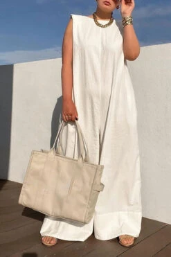 Cozy Sleeveless Wide Leg Jumpsuit -Acorpstyle XTY5172 WH 3