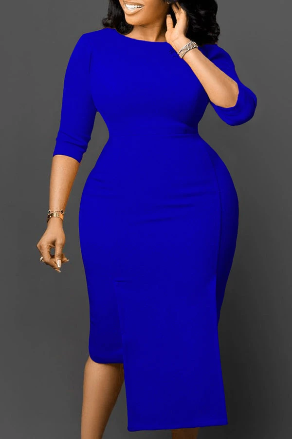 3/4 Sleeve Front Draped Bodycon Dress 5 3/4 Sleeve Front Draped Bodycon Dress - Image 5