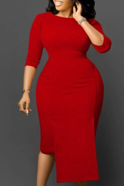3/4 Sleeve Front Draped Bodycon Dress 8 3/4 Sleeve Front Draped Bodycon Dress -Acorpstyle XTY5274 RE 1