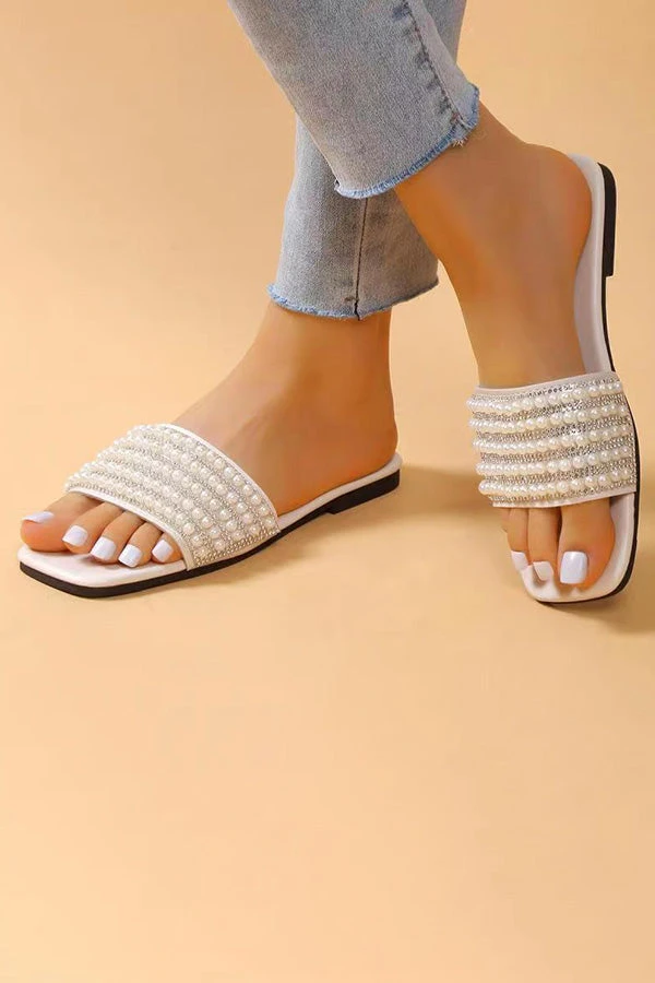 Pearl Decor Flat Slider Slippers 5 Pearl Decor Flat Slider Slippers - Image 5