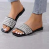 Pearl Decor Flat Slider Slippers