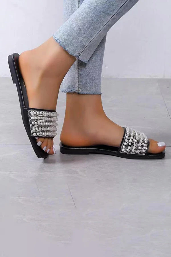 Pearl Decor Flat Slider Slippers 2 Pearl Decor Flat Slider Slippers - Image 2