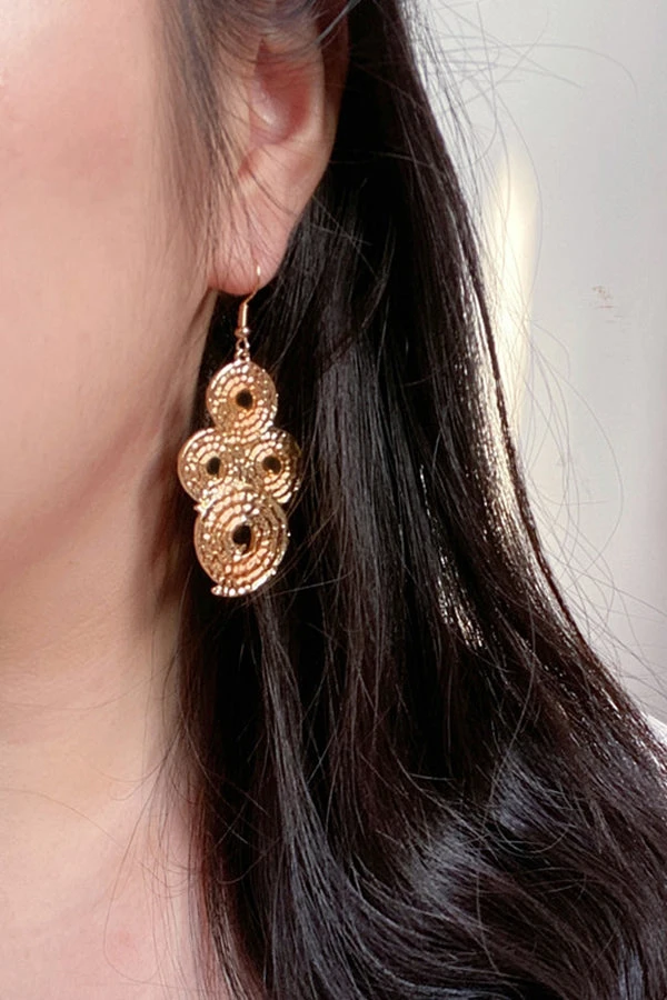 Vintage Gold Geometric Texture Earrings 3 Vintage Gold Geometric Texture Earrings - Image 3
