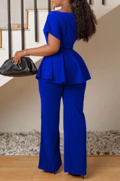 Slash Neck Belted Top & Wide Leg Pants Set 13 Slash Neck Belted Top & Wide Leg Pants Set -Acorpstyle XTY5723 BL 2