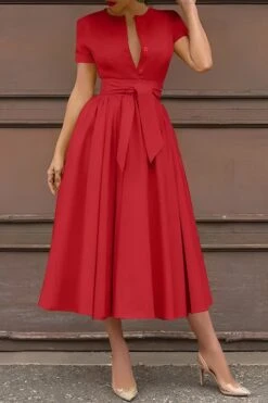 V-Neck Ruched Belted Midi Dress 13 V-Neck Ruched Belted Midi Dress -Acorpstyle XTY5730 RE 1 1 5e9fc43f ca6d 4bb0 96ce bfda4f42b3c4