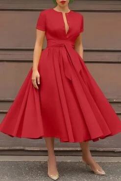 V-Neck Ruched Belted Midi Dress 12 V-Neck Ruched Belted Midi Dress -Acorpstyle XTY5730 RE 1 91a683f4 0512 4d87 aa88 e31147bc8c5c
