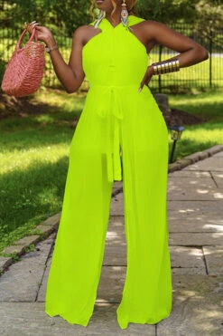 Solid Color Halter Drawstring Waist Jumpsuit 6 Solid Color Halter Drawstring Waist Jumpsuit -Acorpstyle XTY5749 FG 1