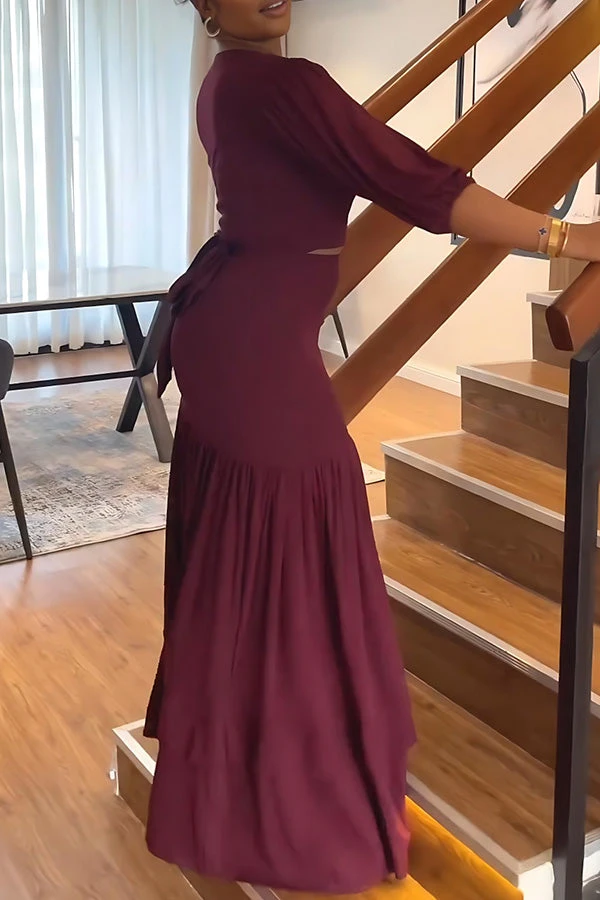 V-Neck Lantern Sleeve Top & Ruffle Hem Skirt Set 2 V-Neck Lantern Sleeve Top & Ruffle Hem Skirt Set - Image 2