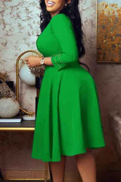 Elegant Mock Neck A-line Dress -Acorpstyle XTY5938 GR 2