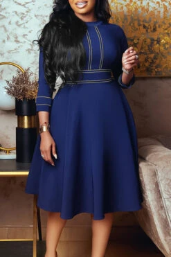 Elegant Mock Neck A-line Dress -Acorpstyle XTY5938 NB 1