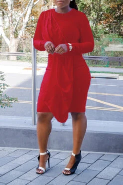 Elegant Side Draped Midi Dress 14 Elegant Side Draped Midi Dress -Acorpstyle XTY5974 RE 1