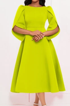 Asymmetrical Half Sleeve A-line Dress 11 Asymmetrical Half Sleeve A-line Dress -Acorpstyle XTY5991 FG 1