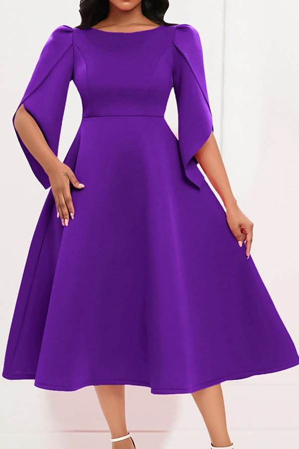 Asymmetrical Half Sleeve A-line Dress 4 Asymmetrical Half Sleeve A-line Dress - Image 4