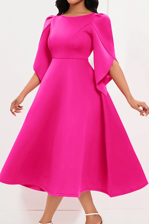Asymmetrical Half Sleeve A-line Dress 2 Asymmetrical Half Sleeve A-line Dress - Image 2