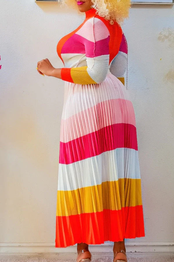 Mock Neck Colorblock Top & Pleated Skirt Set 9 Mock Neck Colorblock Top & Pleated Skirt Set - Image 9