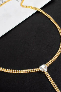 Double Row Rhinestones Necklace -Acorpstyle XTY6214 GO 2