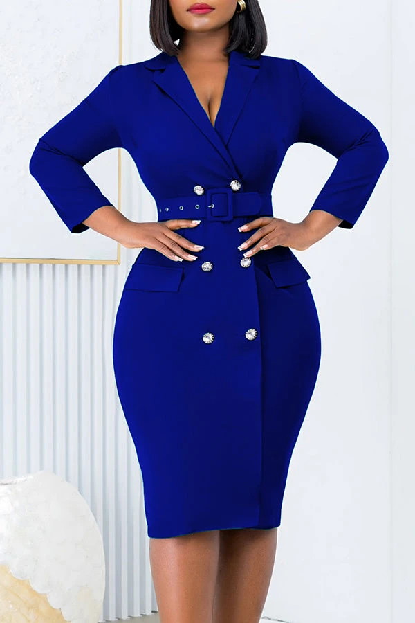 Lapel Double Breasted Belted Blazer Dress 3 Lapel Double Breasted Belted Blazer Dress - Image 3