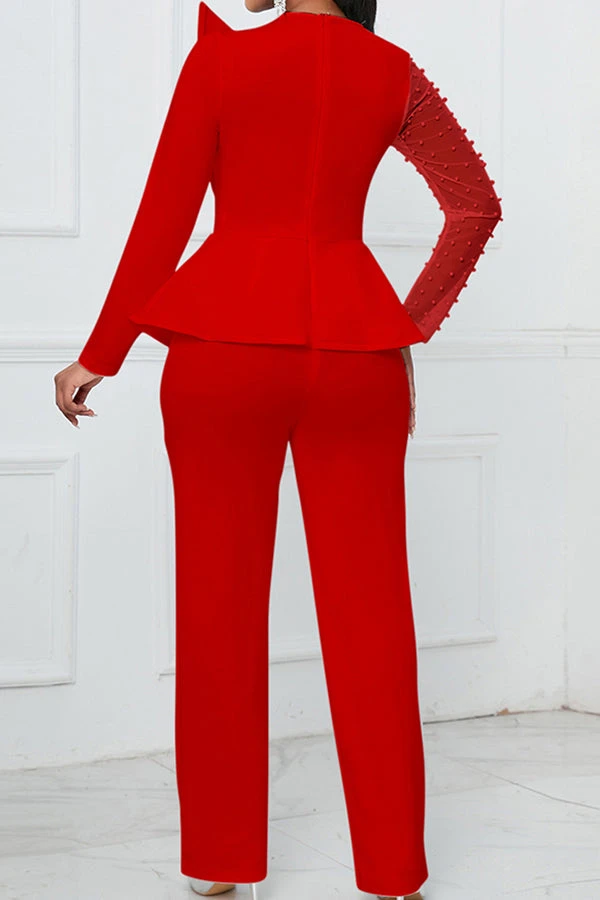 Charming Contrast Mesh Beading Jumpsuit 4 Charming Contrast Mesh Beading Jumpsuit - Image 4
