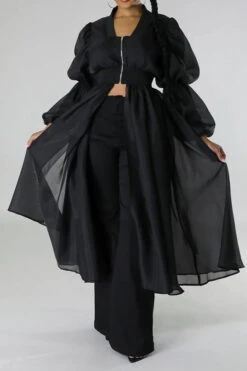 Square Neck Gathered Sleeve Shirred Top 15 Square Neck Gathered Sleeve Shirred Top -Acorpstyle XTY6251 BK 1